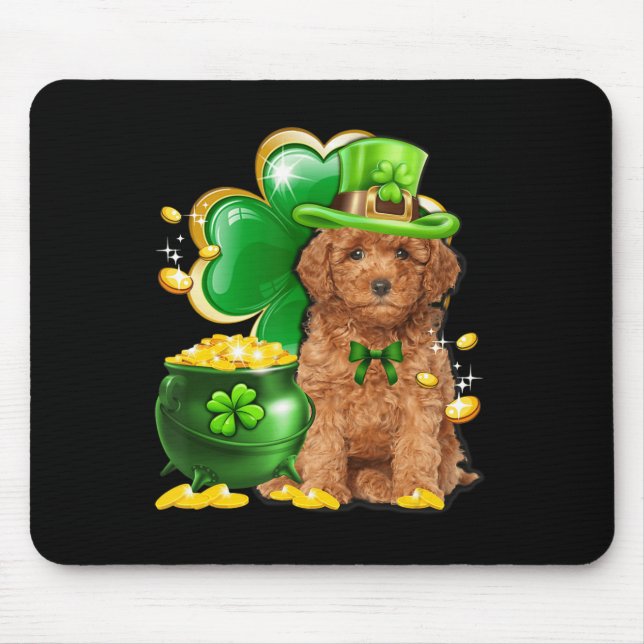 Fun Toy Poodle Dog Shamrock Irish Saint St Patrick Mouse Mat (Front)
