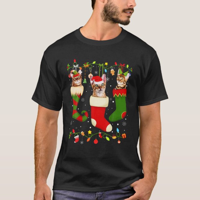 Fun Toyger Stocking Christmas Light Socks Xmas T-Shirt (Front)
