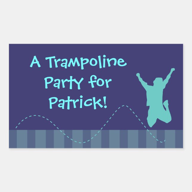 Fun Trampoline Birthday Party Stickers - Boys (Front)