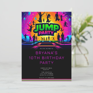 Fun Trampoline JUMP Party Birthday Invitation