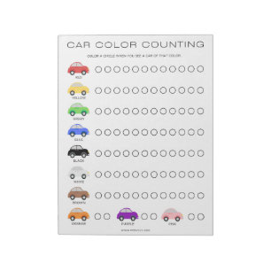 Fun Travel Car Colour Counting Game Notepad