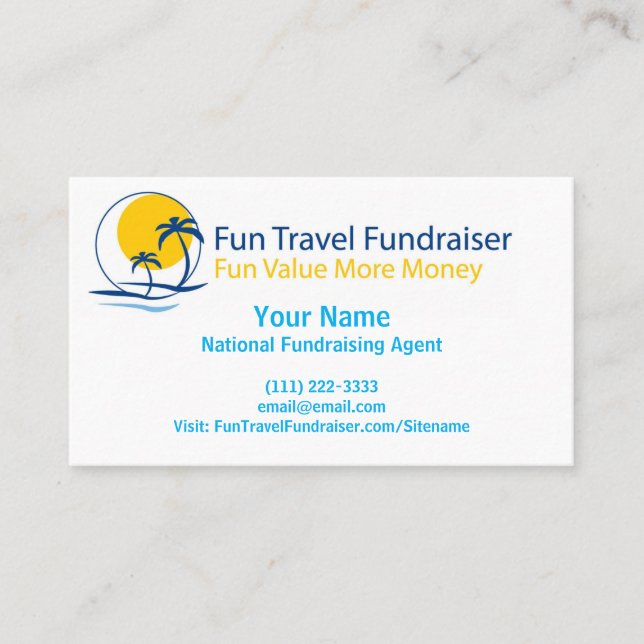Fun Travel Fundraiser Approved Business Card (Front)