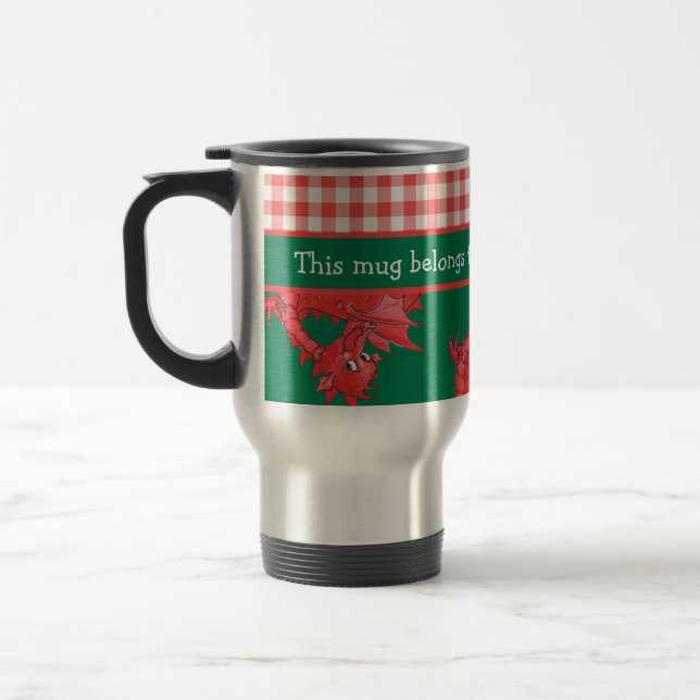 Fun Travel Mug to Personalise: Cute Red Dragons (Left)