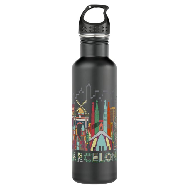 Fun Travel Spain Barcelona Vacation Gift Design Id 710 Ml Water Bottle (Front)