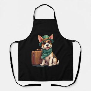 Fun Traveling Dog with Bag Graphic for Suitcase Lo Apron