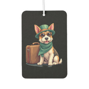 Fun Traveling Dog with Bag Graphic for Suitcase Lo Car Air Freshener