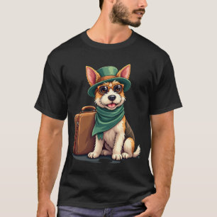 Fun Traveling Dog with Bag Graphic for Suitcase Lo T-Shirt