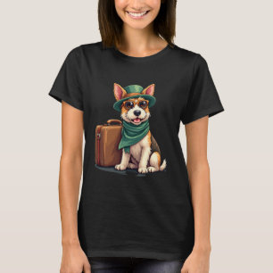 Fun Traveling Dog with Bag Graphic for Suitcase Lo T-Shirt