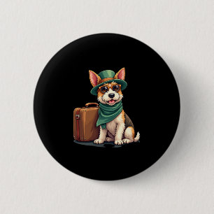 Fun Travelling Dog with Bag Graphic for Suitcase L 6 Cm Round Badge
