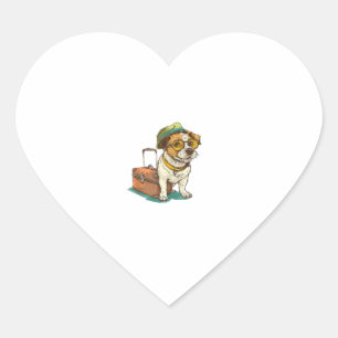 Fun Travelling Dog with Bag Graphic for Suitcase L Heart Sticker