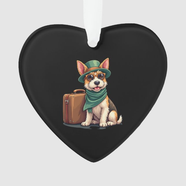 Fun Travelling Dog with Bag Graphic for Suitcase L Ornament (Front)