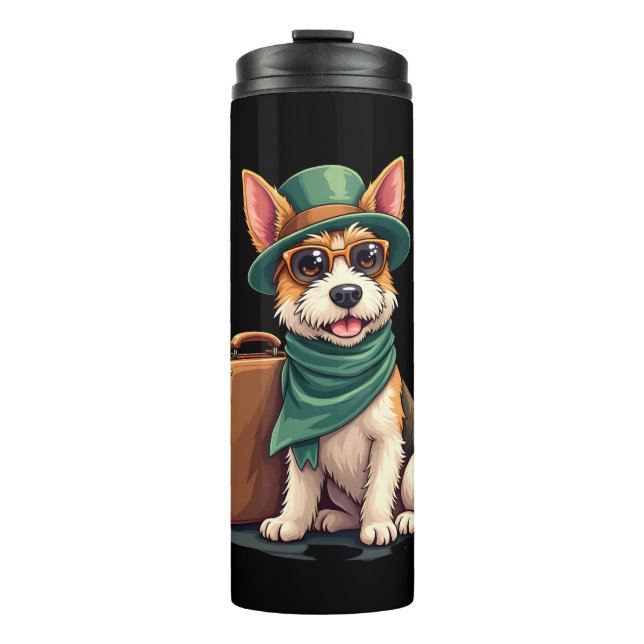 Fun Travelling Dog with Bag Graphic for Suitcase L Thermal Tumbler (Front)