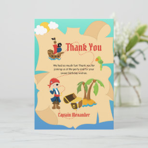Fun Treasure Map Pirate Boy Custom Thank You Card