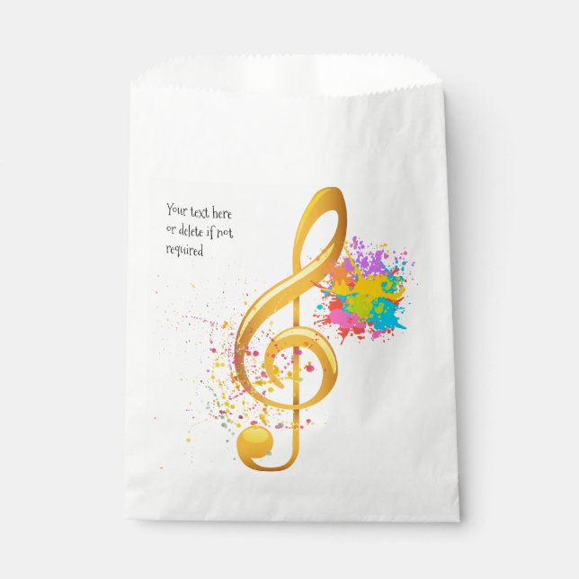 Fun Treble Clef musical note. Editable text Favour Bags (Front)