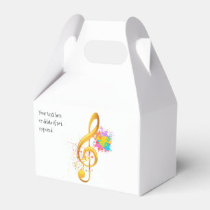 Fun Treble Clef musical note. Editable text Favour Box
