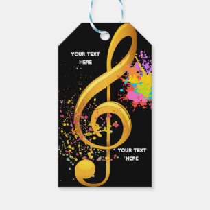 Fun Treble Clef musical note. Editable text Gift Tags