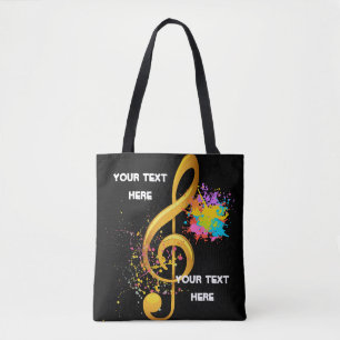 Fun Treble Clef musical note. Editable text Tote Bag