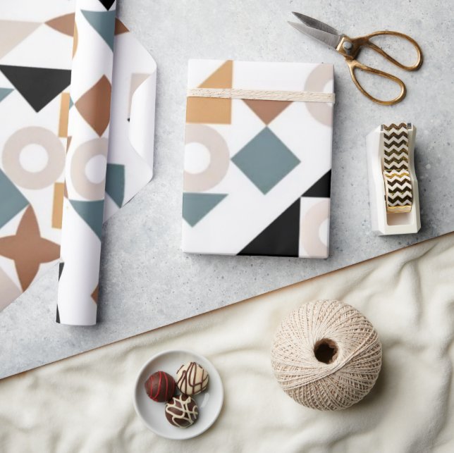 Fun Trendy Bauhaus Geometric XOXO  Wrapping Paper (Crafts)