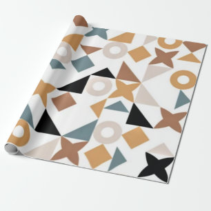 Fun Trendy Bauhaus Geometric XOXO Wrapping Paper