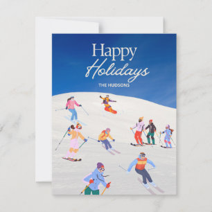 Fun Trendy Happy Holidays Ski Resort  Holiday Card
