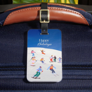 Fun Trendy Happy Holidays Ski Resort  Luggage Tag