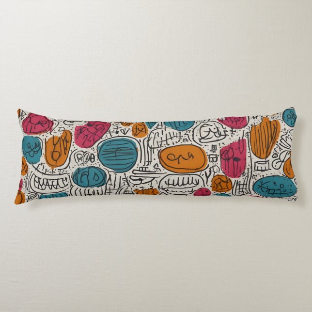 Fun Trendy Line Doodle Seamles Pattern Body Cushion (Front)