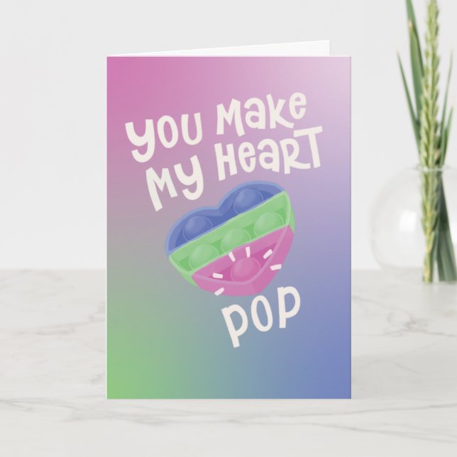 Fun, trendy pop-it heart fidget toy Valentine Card (Front)