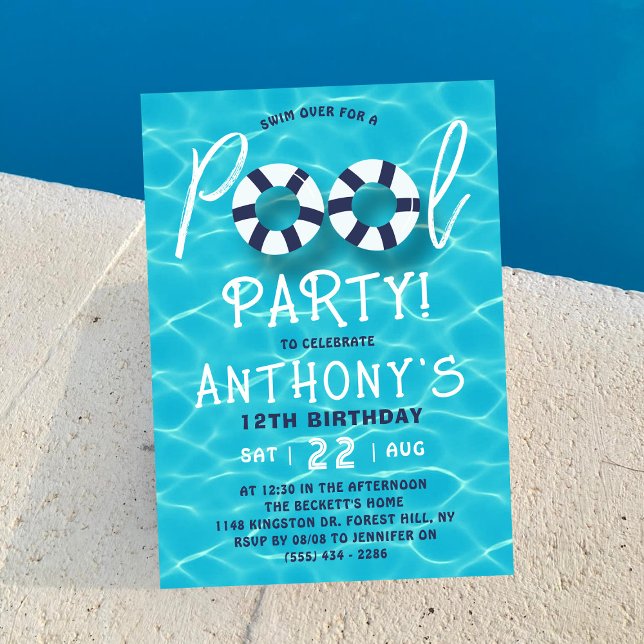 Fun & Trendy Summer Pool Party Any Age Birthday Invitation (Creator Uploaded)