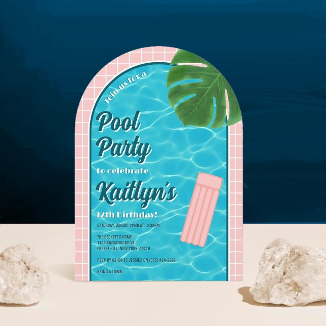 Fun & Trendy Summer Pool Party Any Age Birthday Invitation (Creator Uploaded)