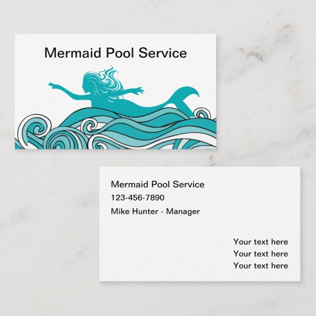 Fun Trendy Swimming Pool Service Business Card (Front/Back)