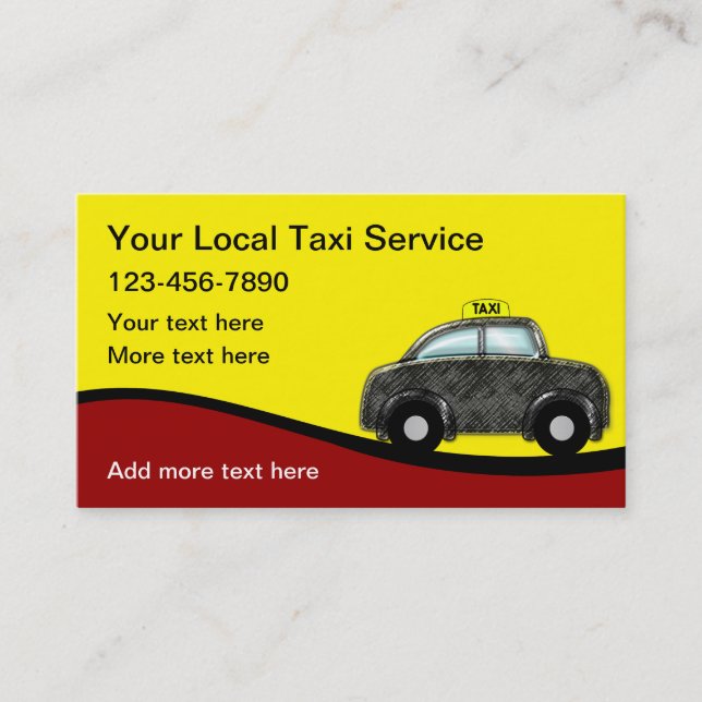 Fun Trendy Taxi Business Cards (Front)