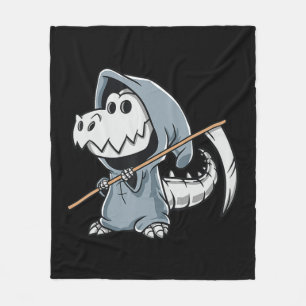 Fun TRex Skeleton Dino Grim Reaper Dinosaur Hallow Fleece Blanket