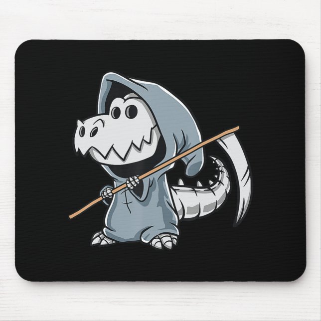 Fun TRex Skeleton Dino Grim Reaper Dinosaur Hallow Mouse Mat (Front)