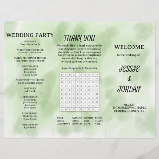 Fun Tri-Fold Wedding Program Flyer