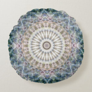Fun Trippy Hippy Psychedelic Fractal Kaleidoscope Round Cushion