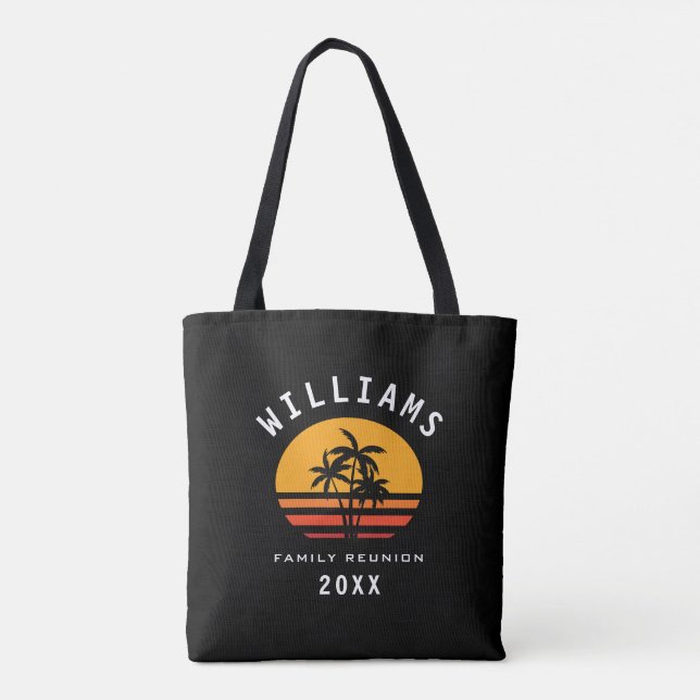 Fun Tropical Beach Family Reunion Summer Vacation Tote Bag (Back)