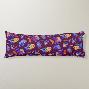 Fun tropical fishes on dark purple body cushion