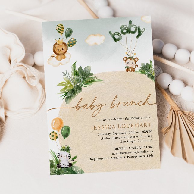 Fun Tropical Jungle Safari Boy Baby Brunch Invitation (Creator Uploaded)