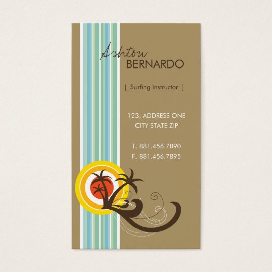 Fun Tropical Palm Trees Sunset Brown Beach Holiday Business Card