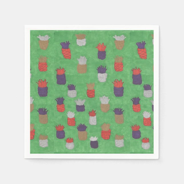 Fun Tropical Pineapple Paper Napkins (Front)