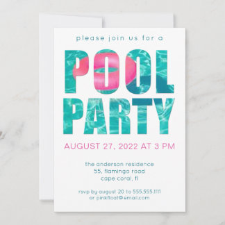 Fun Tropical Pool Party Invitation