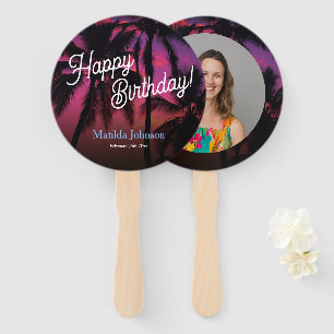Fun Tropical Sunset Luau Birthday Party Hand Fan