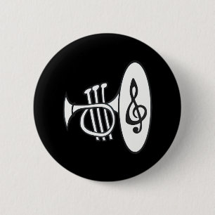 Fun Trumpet Brass Clef for musicians jazz horn 6 Cm Round Badge