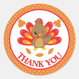 Fun Turkey Thanksgiving Thank You Classic Round Sticker