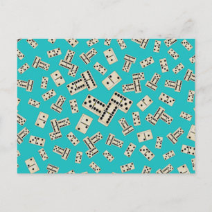 Fun turquoise domino pattern postcard