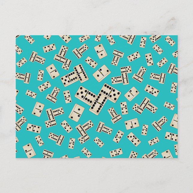 Fun turquoise domino pattern postcard (Front)