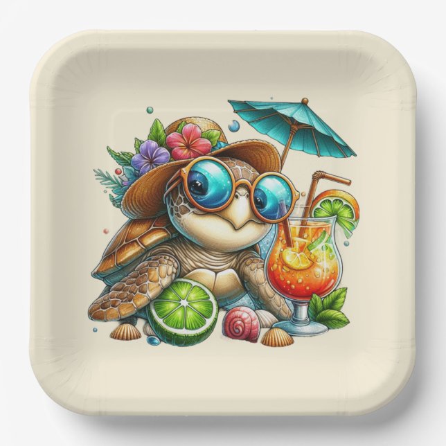 Fun Turtles Gathering  Paper Plate (Front)