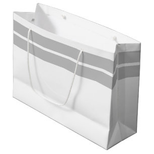 Fun Twin Light Grey Top Racing Stripes On White Large Gift Bag