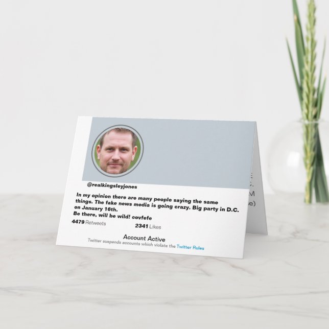 Fun Twitter Joke Surprise Social Party Invitation  (Front)
