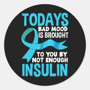 Fun Type 1 2 Diabetic T1d T2d Insulin Diabetes Awa Classic Round Sticker